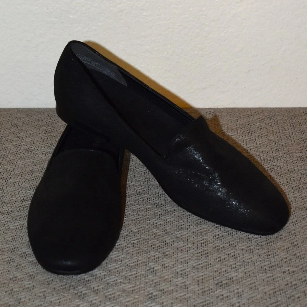Vionic Black Willa II Slip On Flats Size 10 Shimmer Textured Textile